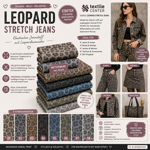 Leopard stretch jeansstoff leo - stretch,