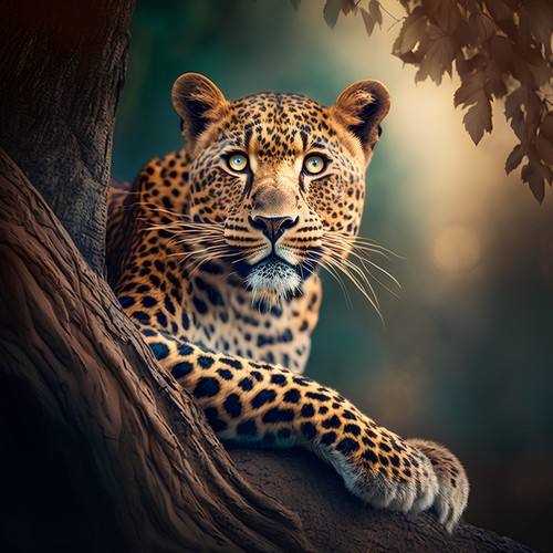 Wandbild leopard liegt auf - wandbild:,