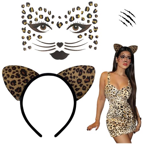 Leopard kostüm set damen - set,