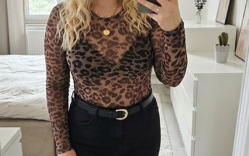 Langarmshirt mesh leoprint - mesh,