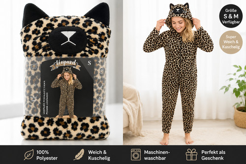 Damen leopard pyjama onesie - damen,