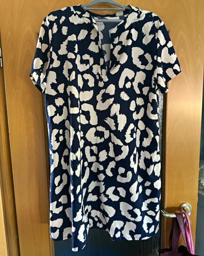 Damen kleid blau - kleid, blau/weiß