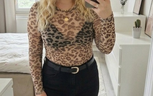 Langarmshirt mesh leoprint - leoprint, gr